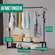 Avalo Industrieel Kledingrek - Metaal - 110x33x150 CM - Zwart - Opbergruimte Voor Schoenen - Garderoberek Met Haken