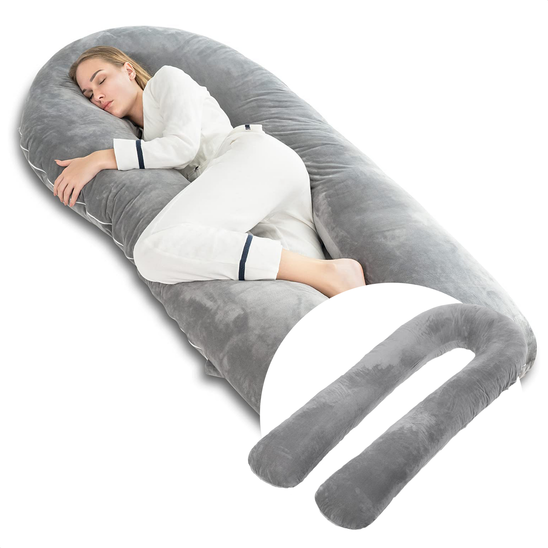Avalo Zwangerschapskussen 5XL - 330CM - Afneembare Hoes - Zijslaapkussen / Body Pillow / Lichaamskussen / Voedingskussen