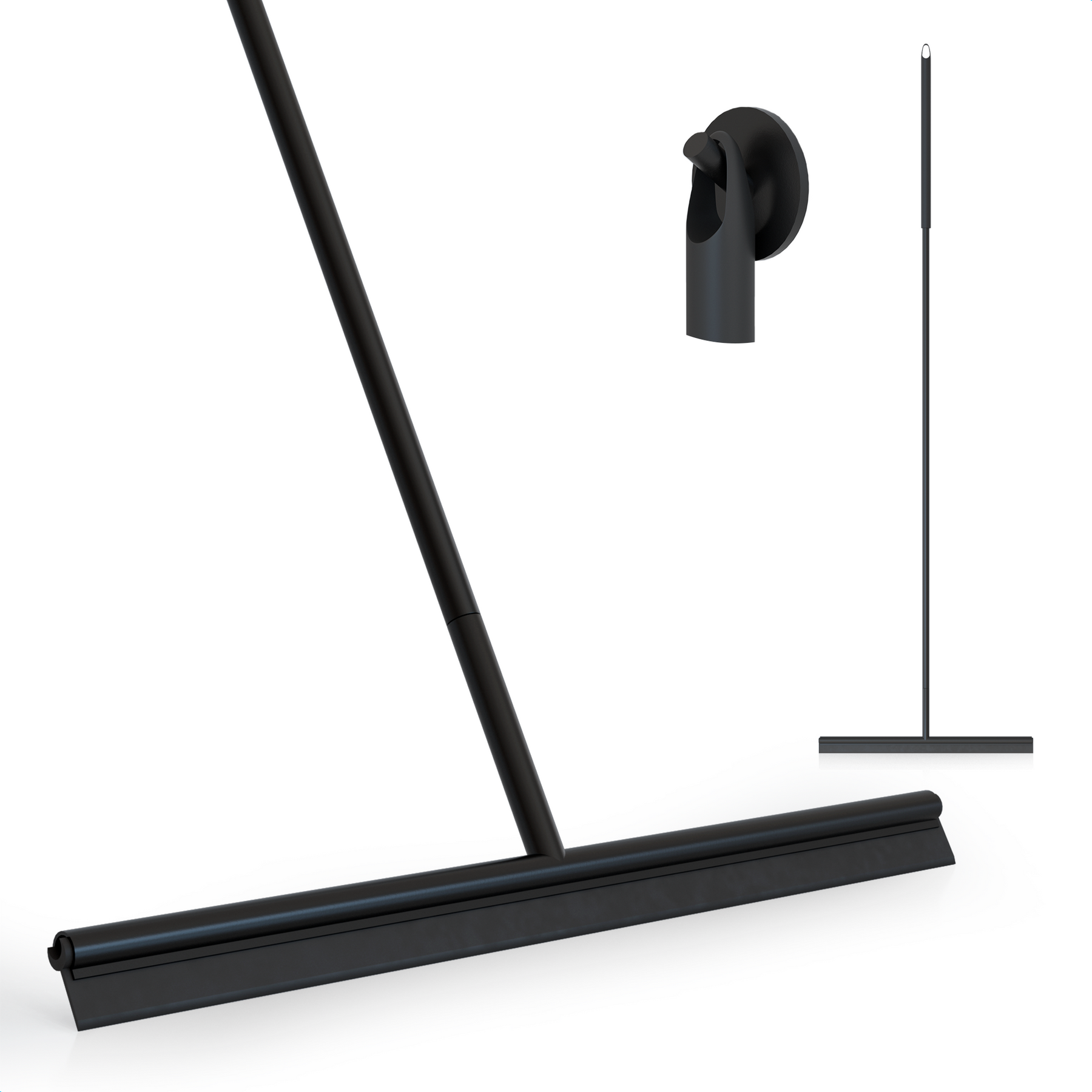 Avalo Vloertrekker met Steel - Luxe Vloerwisser - Aluminium Trekker Douche - Douche Wisser - Badkamer - Zwart - 136x40 CM