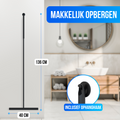 Avalo Vloertrekker met Steel - Luxe Vloerwisser - Aluminium Trekker Douche - Douche Wisser - Badkamer - Zwart - 136x40 CM