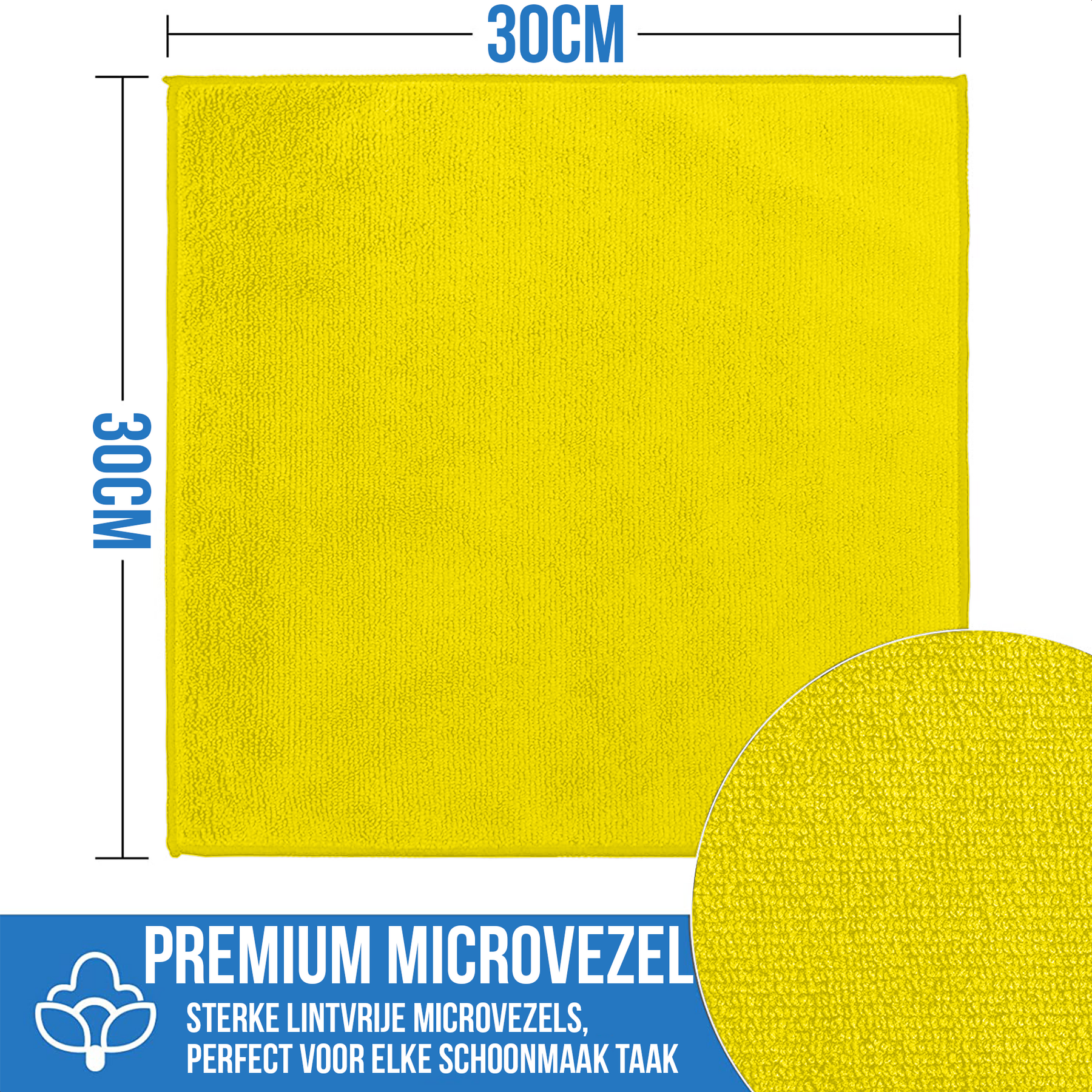 Avalo Microvezeldoekjes - 12 Stuks 30 x 30 cm - Wasbaar - Schoonmaakdoekjes - Schoonmaak / Auto