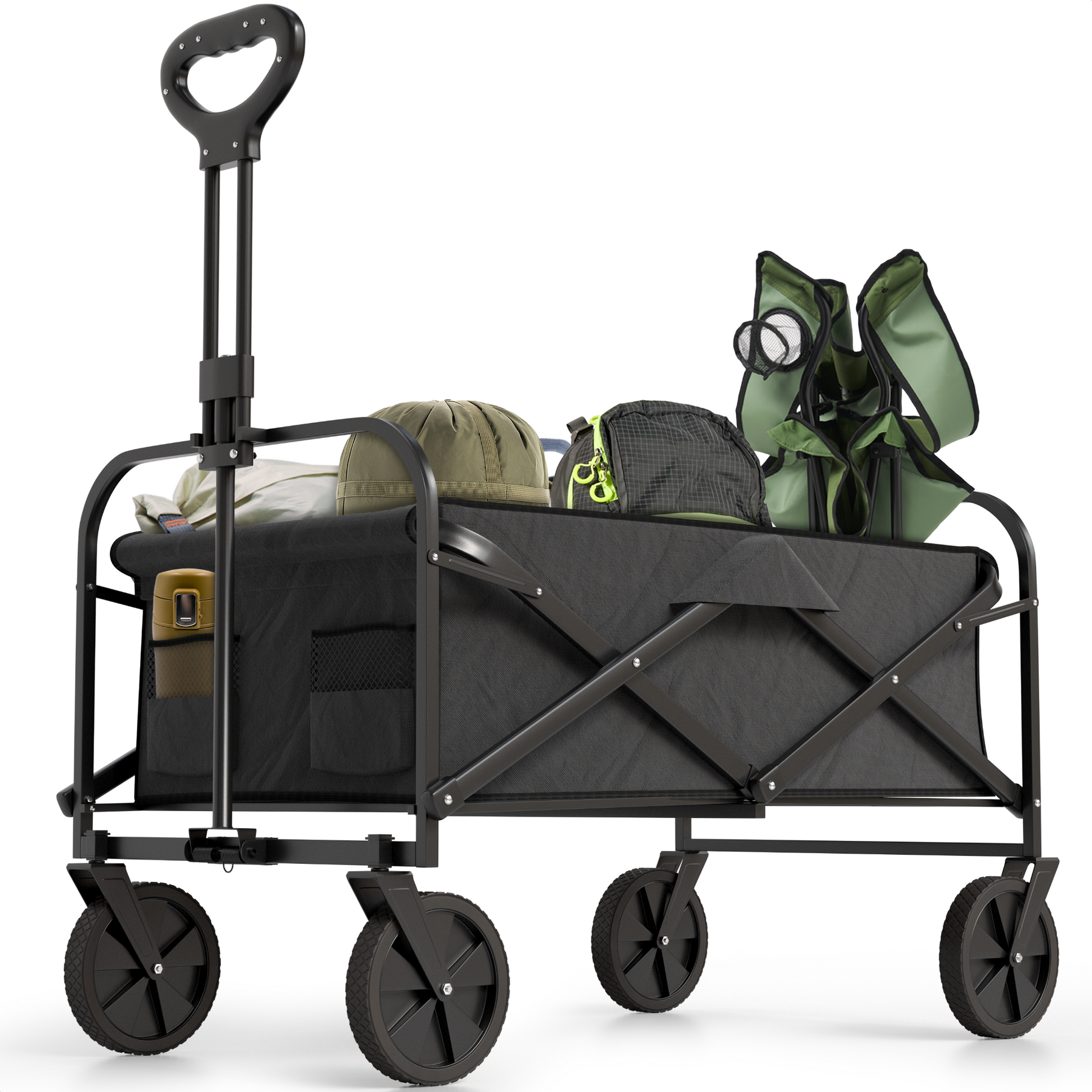 Avalo Bolderkar - Opvouwbaar - Tot 90KG - 80x47x49 CM - 80L - 360º Wielen - Zwart