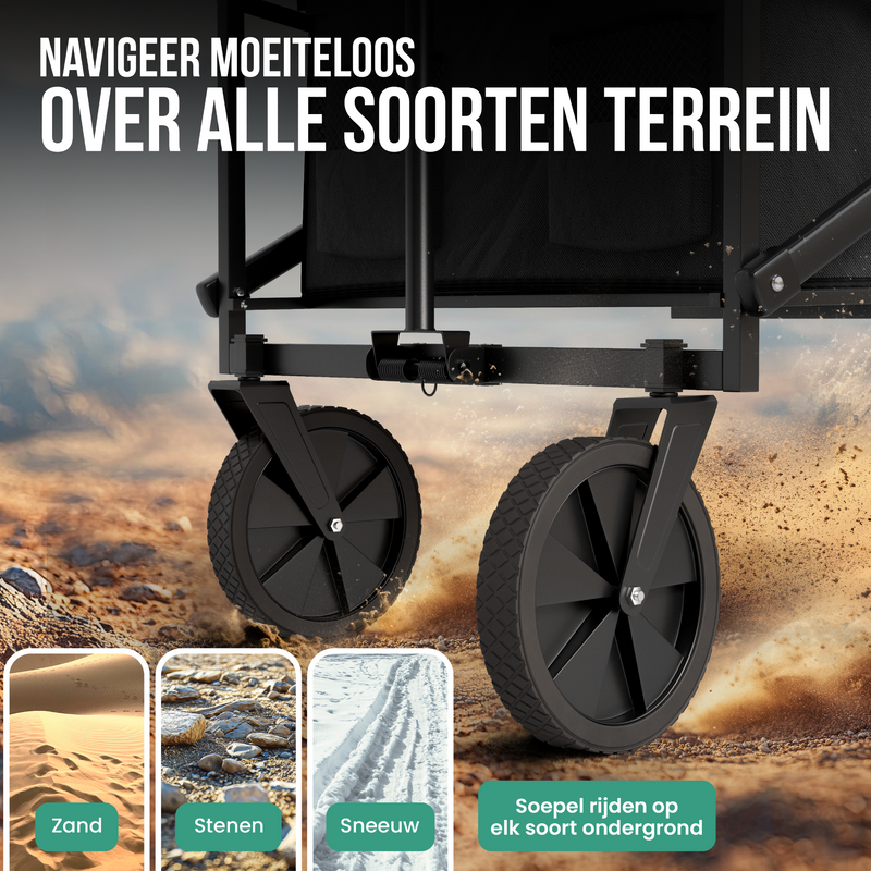 Avalo Bolderkar - Opvouwbaar - Tot 90KG - 80x47x49 CM - 80L - 360º Wielen - Zwart