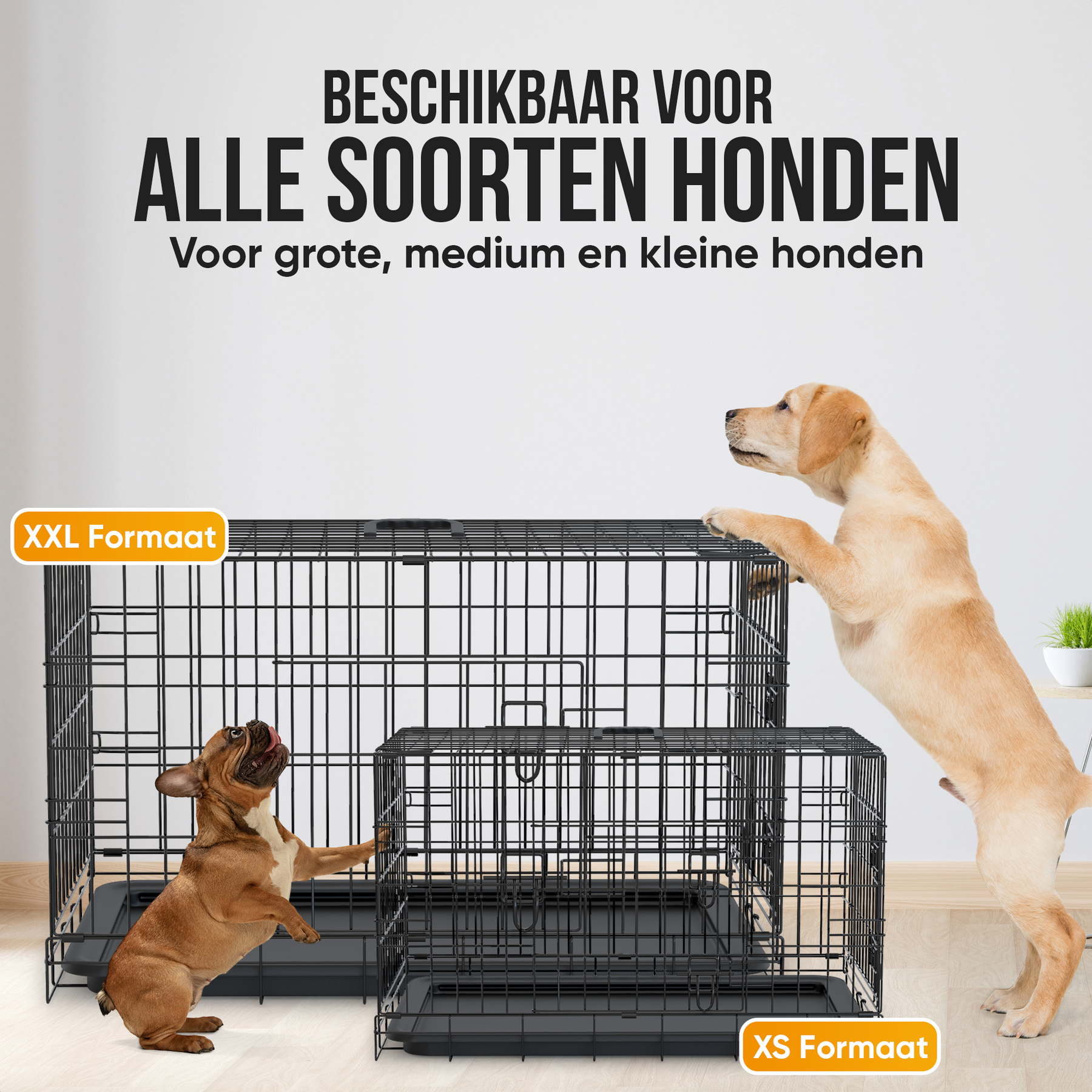 Avalo Hondenbench L - Bench Voor Honden - Opvouwbare Kooi - 2 Deuren - 92x57x64 CM