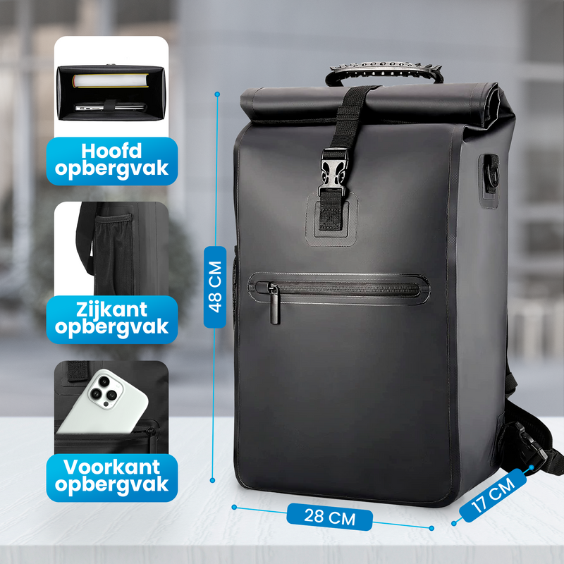 Avalo Fietstas - Rugzak/Schoudertas/Fietstas - 25L - Waterdicht - Zwart - Enkele Fietstas Voor Alle Fietsen - Fietstassen Voor Electrische Fietsen