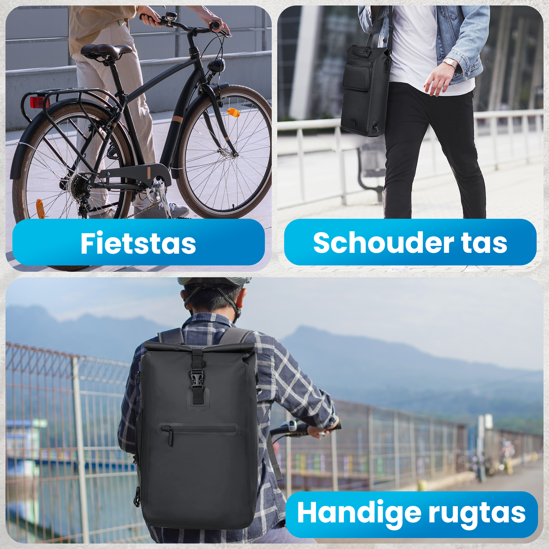 Avalo Fietstas - Rugzak/Schoudertas/Fietstas - 25L - Waterdicht - Zwart - Enkele Fietstas Voor Alle Fietsen - Fietstassen Voor Electrische Fietsen
