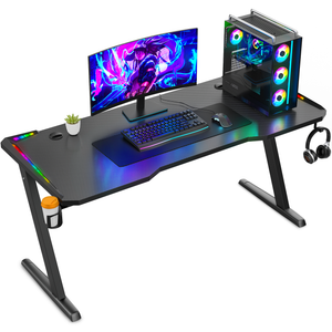 Avalo Gaming Bureau - 140x60x73 CM - Game Desk Met LED Verlichting - Tafel - Zwart