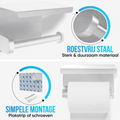 Avalo WC Rolhouder met Plankje - Zilver - Zelfklevend / Boren / Zonder Boren - Toiletrolhouder - WC Papier Houder
