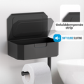 Avalo WC Rolhouder met Bakje & Plankje - Zwart - Zelfklevend / Boren / Zonder Boren - Toiletrolhouder - WC Papier Houder