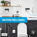 Avalo WC Rolhouder met Bakje & Plankje - Zwart - Zelfklevend / Boren / Zonder Boren - Toiletrolhouder - WC Papier Houder