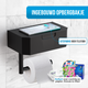 Avalo WC Rolhouder met Bakje & Plankje - Zwart - Zelfklevend / Boren / Zonder Boren - Toiletrolhouder - WC Papier Houder