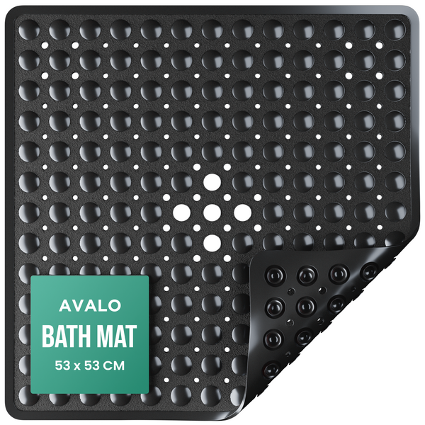 Avalo Badmat / Antislipmat Douche - 53x53CM - Zwart - Met Zuignappen - Douchemat Antislip voor Douche - Badkamermat