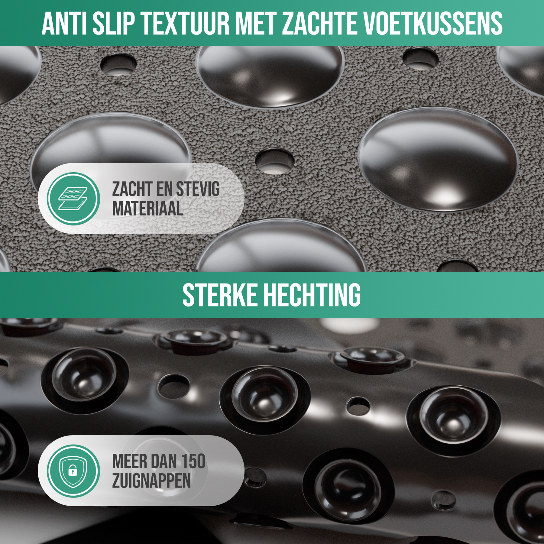 Avalo Badmat / Antislipmat Douche - 53x53CM - Zwart - Met Zuignappen - Douchemat Antislip voor Douche - Badkamermat