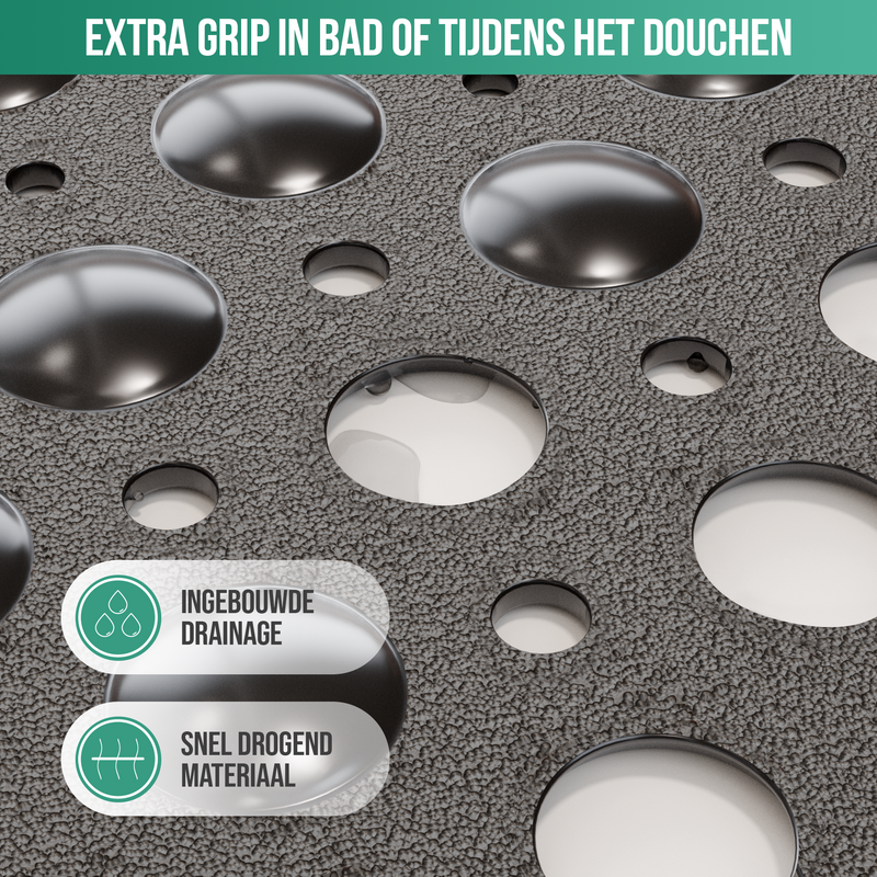 Avalo Badmat / Antislipmat Douche - 53x53CM - Zwart - Met Zuignappen - Douchemat Antislip voor Douche - Badkamermat