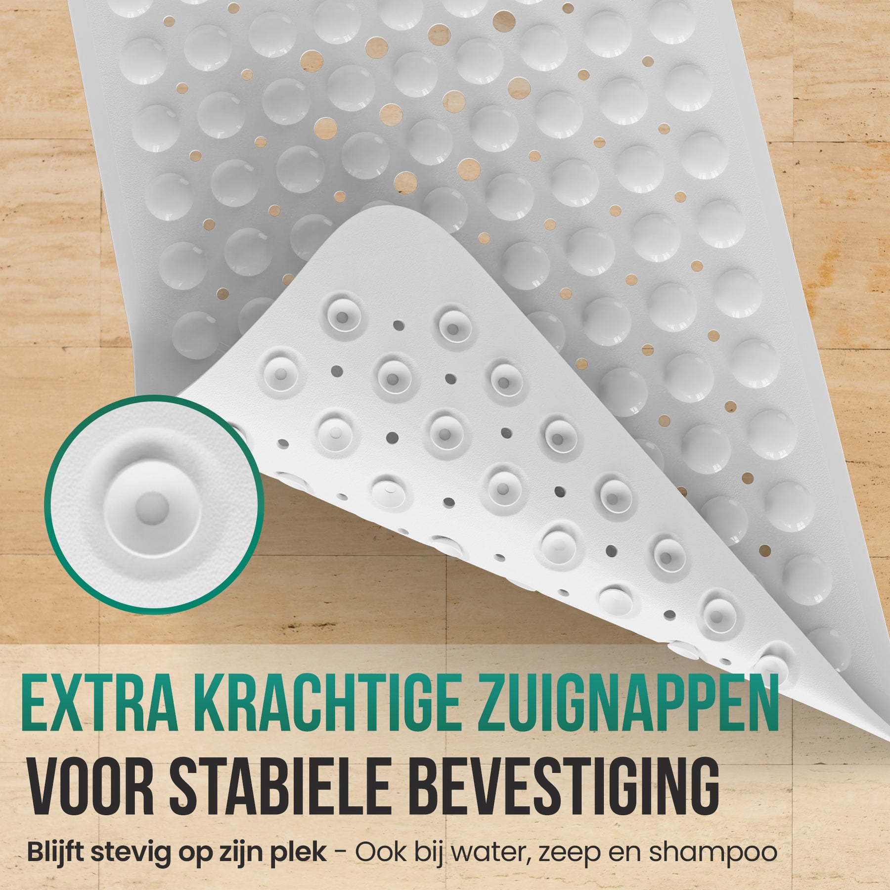 Avalo Badmat / Antislipmat Douche - 100x40CM - Wit - Met Zuignappen - Douchemat Antislip voor Douche - Badkamermat