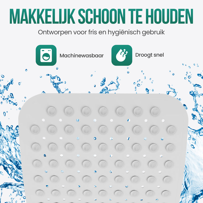 Avalo Badmat / Antislipmat Douche - 100x40CM - Wit - Met Zuignappen - Douchemat Antislip voor Douche - Badkamermat