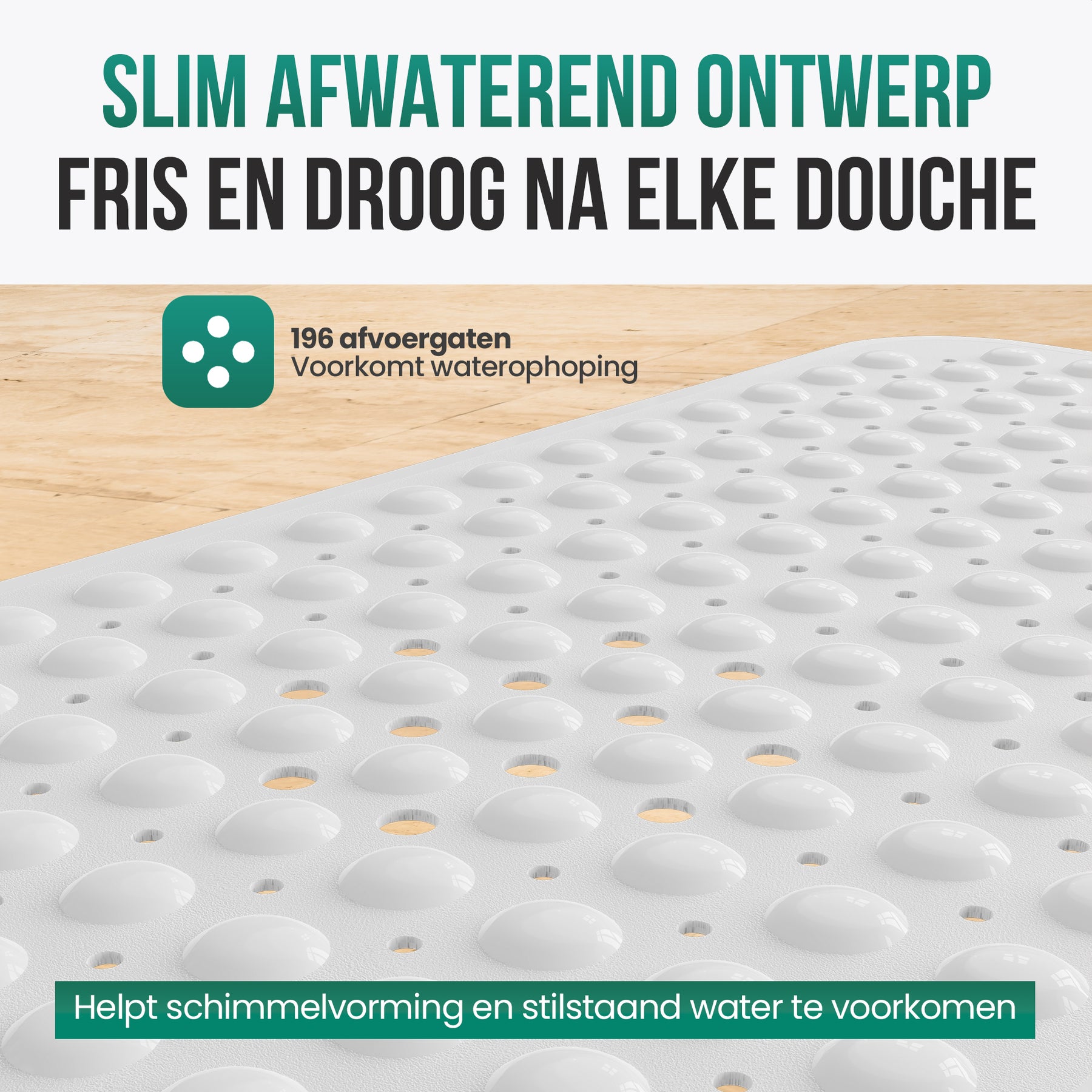 Avalo Badmat / Antislipmat Douche - 100x40CM - Wit - Met Zuignappen - Douchemat Antislip voor Douche - Badkamermat