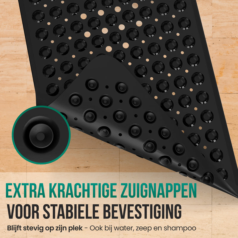 Avalo Badmat / Antislipmat Douche - 100x40CM - Zwart - Met Zuignappen - Douchemat Antislip voor Douche - Badkamermat
