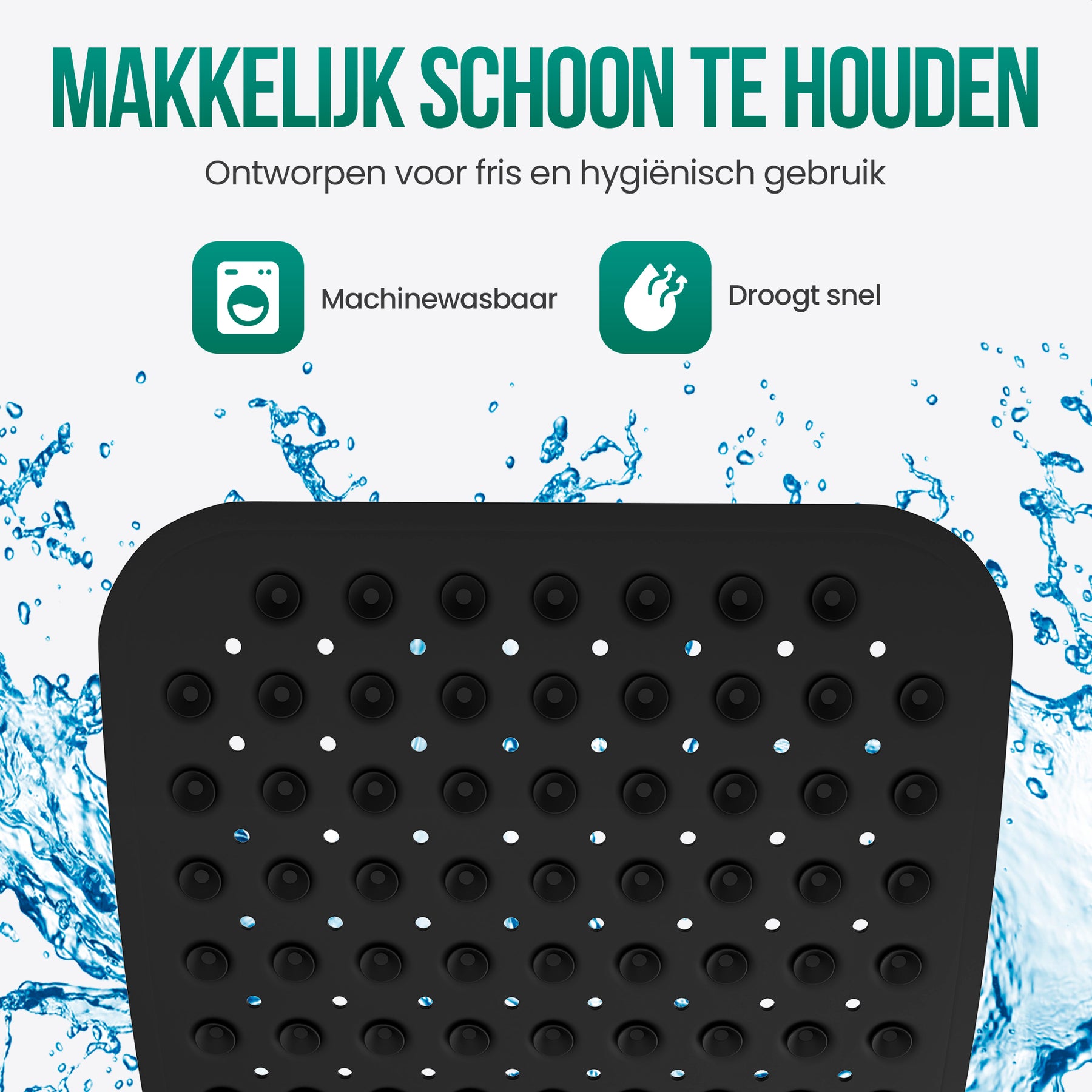 Avalo Badmat / Antislipmat Douche - 100x40CM - Zwart - Met Zuignappen - Douchemat Antislip voor Douche - Badkamermat