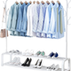 Avalo Industrieel Kledingrek - Metaal - 110x33x150 CM - Wit - Opbergruimte Voor Schoenen - Garderoberek Met Haken