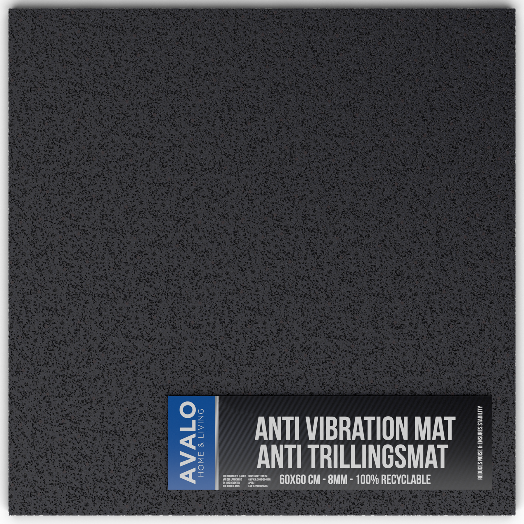 Avalo Anti Trillingsmat Wasmachine en Wasdroger - 60 x 60 CM - Geluidsdempende Antislip Mat - Trillingsdemper - Rubber Mat
