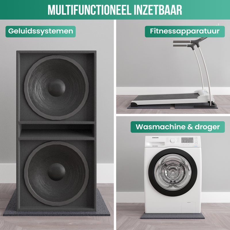 Avalo Anti Trillingsmat Wasmachine en Wasdroger - 60 x 60 CM - Geluidsdempende Antislip Mat - Trillingsdemper - Rubber Mat