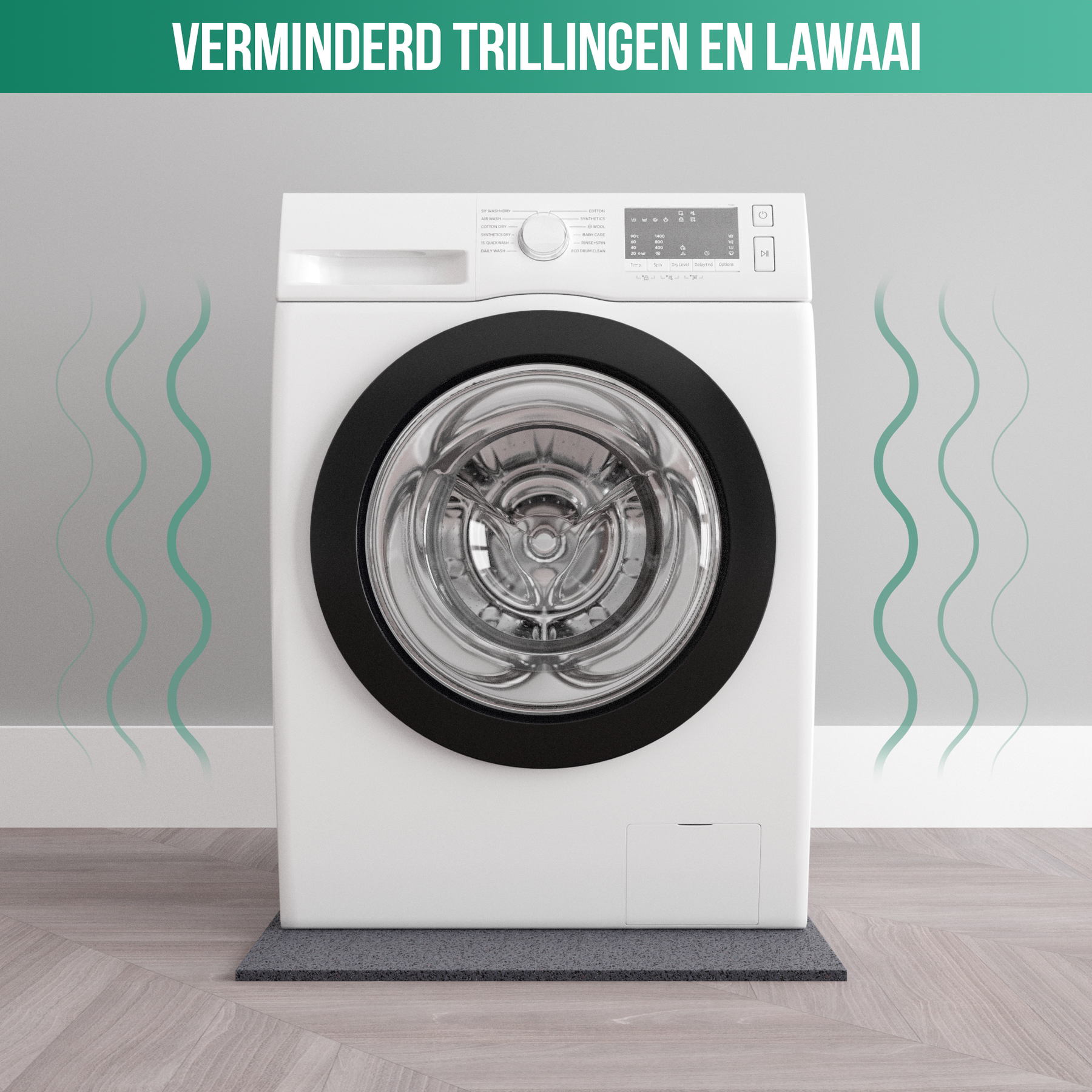 Avalo Anti Trillingsmat Wasmachine en Wasdroger - 60 x 60 CM - Geluidsdempende Antislip Mat - Trillingsdemper - Rubber Mat