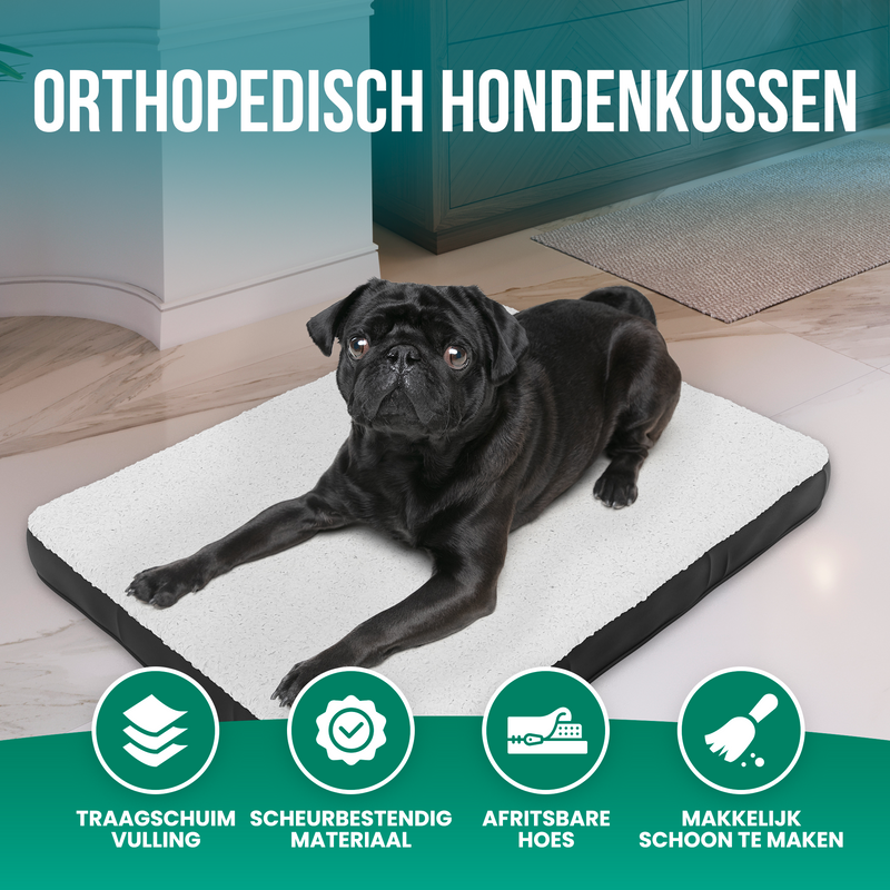 Avalo Orthopedisch Hondenkussen XL - 112x81 cm - Wasbaar / Traagschuim / Antislip - Orthopedische Hondenmand