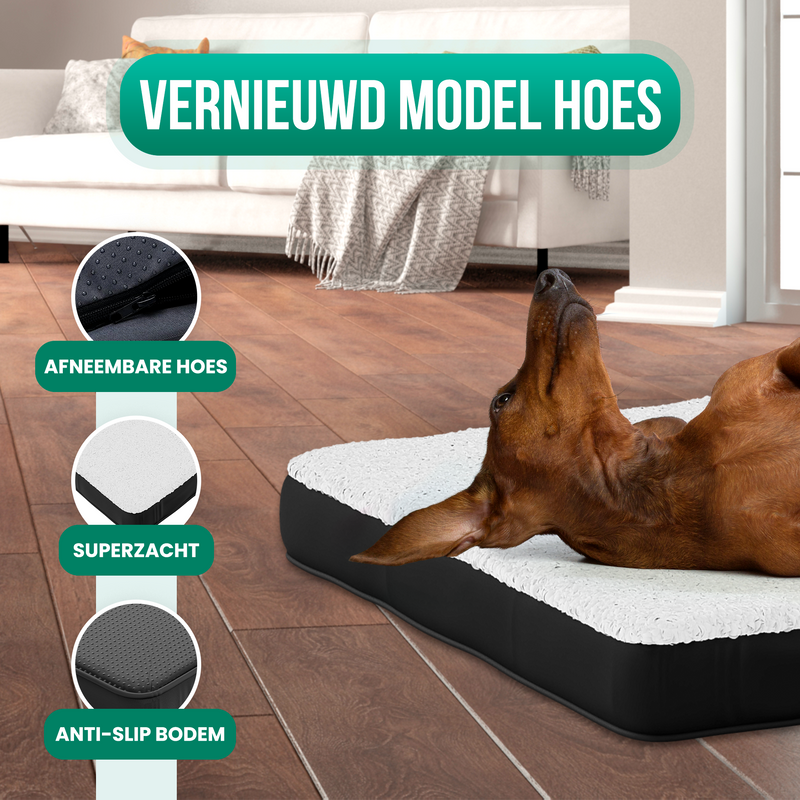 Avalo Orthopedisch Hondenkussen XL - 112x81 cm - Wasbaar / Traagschuim / Antislip - Orthopedische Hondenmand