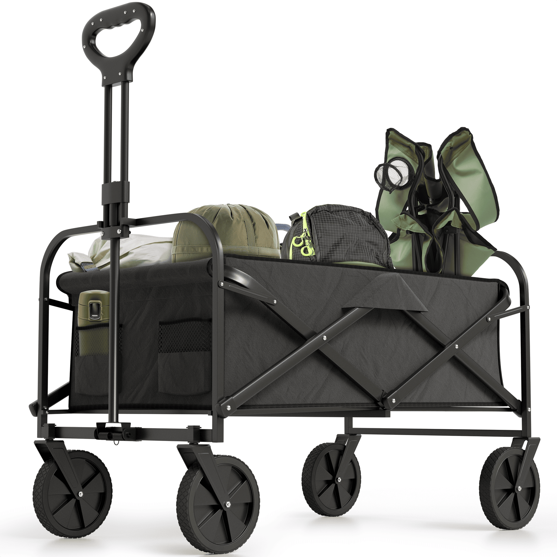 Avalo Bolderkar XL - Opvouwbaar - Tot 110KG - 91x51x103 CM - 120L - 360º Wielen - Zwart