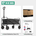 Avalo Bolderkar XL - Opvouwbaar - Tot 110KG - 91x51x103 CM - 120L - 360º Wielen - Zwart