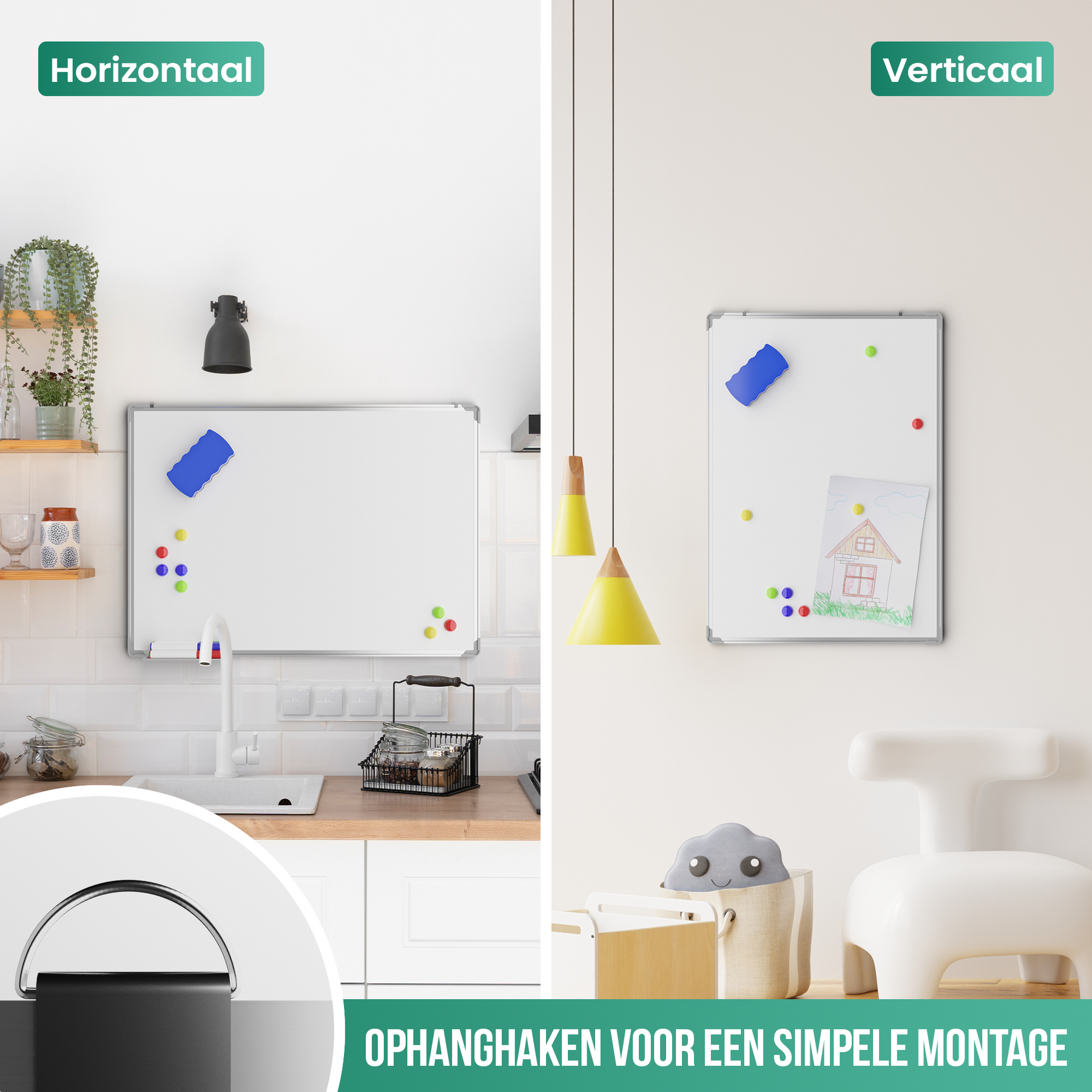 Avalo Whiteboard 60x90 cm - 14 in 1 set - Whiteboard Magnetisch inclusief Markers, Magneten & Wisser