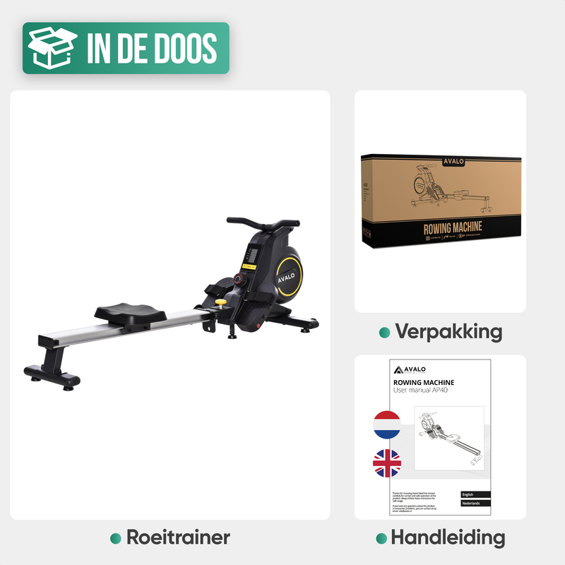 Avalo Roeitrainer Inklapbaar Met Display - Roeimachine Met 8 Weerstandsniveaus - Roeiapparaat