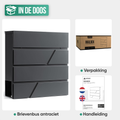 Avalo Brievenbus RVS Antraciet met Krantenvak en Slot - Incl. Montagemateriaal & 2 Sleutels