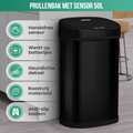 Avalo Prullenbak met Sensor 50L - RVS Zwart - Soft Close / Vingerafdrukvrij / Hygiënisch - Vuilnisbak