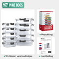 Avalo Vershoudbakjes Glas - Meal Prep Bakjes - Diepvriesbakjes - Met Deksel - 10 Delig 1060ml / 370ml