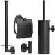 Avalo Toiletaccessoireset Zwart 4-delig - Luxe Toilet Set - Toiletborstel met Houder / Toiletrolhouder / Reserverolhouder / Handdoekhaak - Incl. Bevestigingsmateriaal