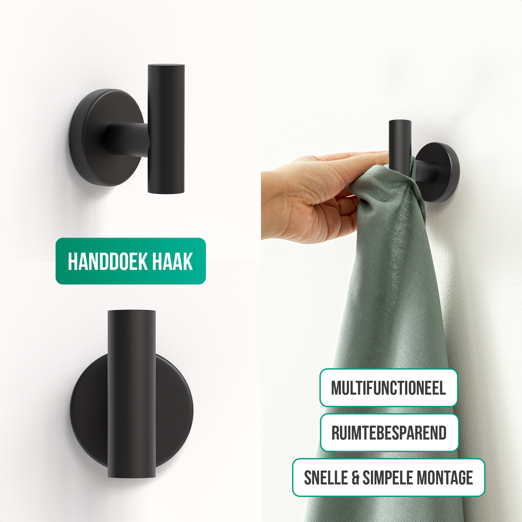Avalo Toiletaccessoireset Zwart 4-delig - Luxe Toilet Set - Toiletborstel met Houder / Toiletrolhouder / Reserverolhouder / Handdoekhaak - Incl. Bevestigingsmateriaal