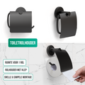 Avalo Toiletaccessoireset Zwart 4-delig - Luxe Toilet Set - Toiletborstel met Houder / Toiletrolhouder / Reserverolhouder / Handdoekhaak - Incl. Bevestigingsmateriaal