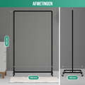 Avalo Industrieel Kledingrek op Wielen Zwart - Metaal - 100x49x166 CM - Opbergruimte Voor Schoenen