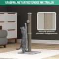 Avalo Krabpaal met Speelballetje - 36x36x74 - Lichtgrijs - Krabpaal voor Katten
