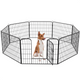 Avalo Puppyren Ø210cm Opvouwbaar Zwart - 8 panelen 80x60cm - Dierenren / Konijnenren / Hondenren