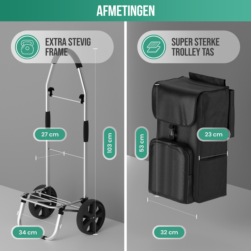 Avalo Boodschappentrolley met Koelvak - Opvouwbaar - Afneembare Boodschappentas - Boodschappenwagen