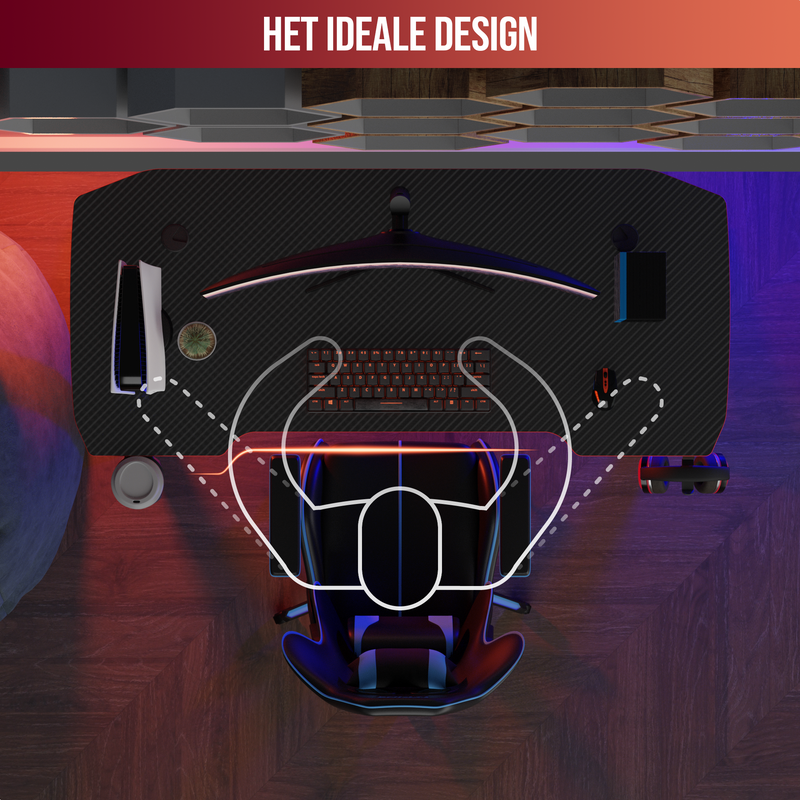 Avalo Gaming Bureau - 100x60x75 CM - Game Desk - Tafel - Zwart