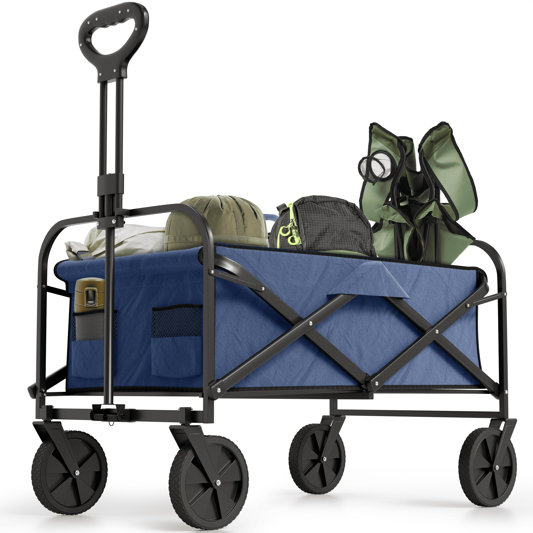 Avalo Bolderkar - Opvouwbaar - Tot 90KG - 80x47x49 CM - 80L - 360º Wielen - Blauw