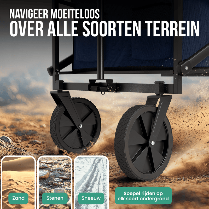 Avalo Bolderkar - Opvouwbaar - Tot 90KG - 80x47x49 CM - 80L - 360º Wielen - Blauw