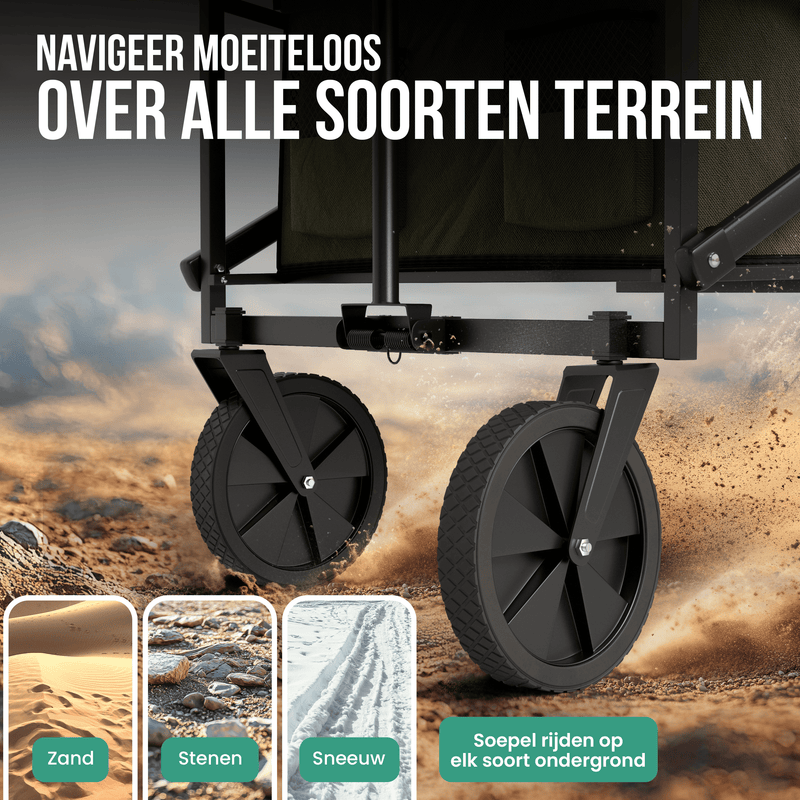 Avalo Bolderkar - Opvouwbaar - Tot 90KG - 80x47x49 CM - 80L - 360º Wielen - Groen