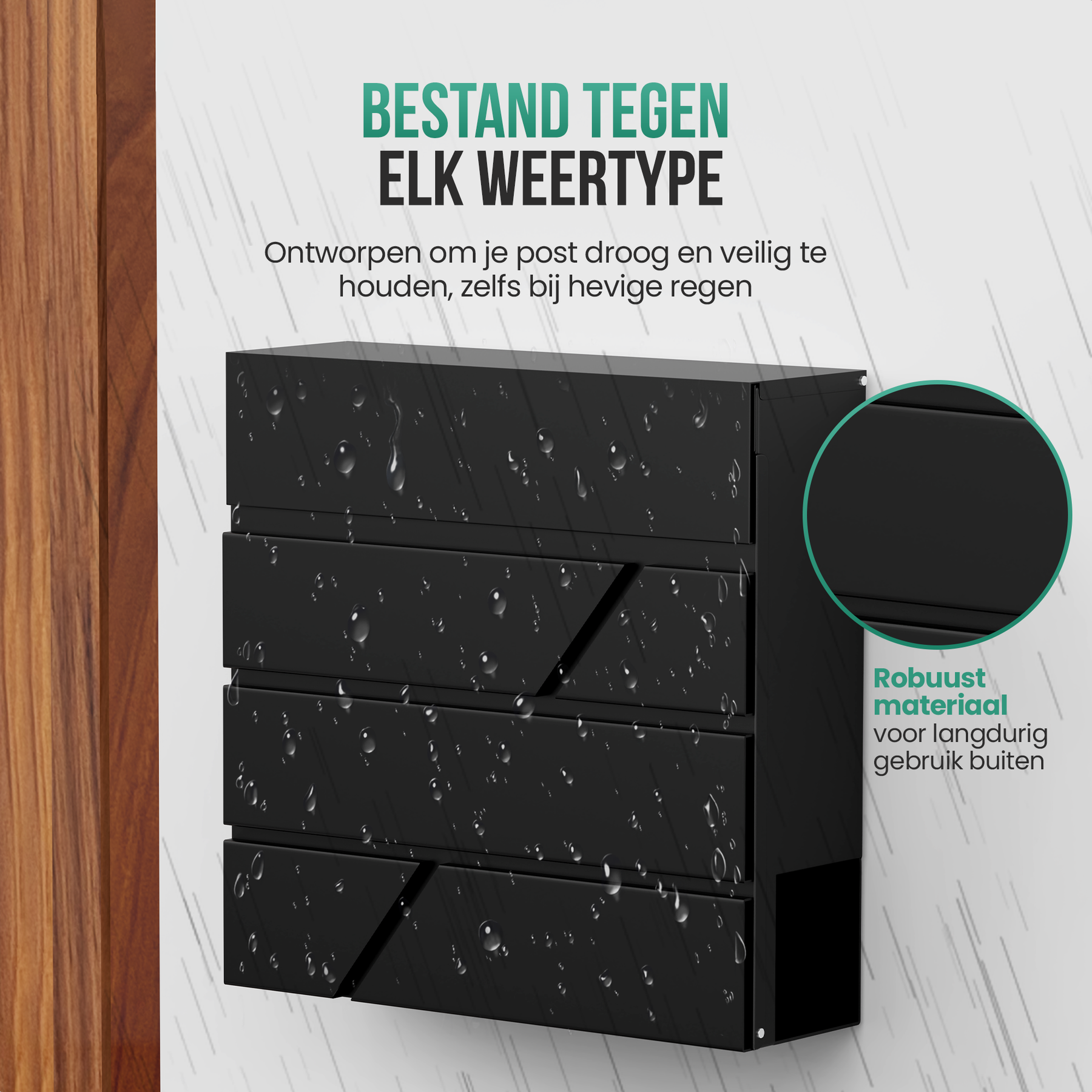 Avalo Brievenbus RVS Zwart met Krantenvak en Slot - Incl. Montagemateriaal & 2 Sleutels