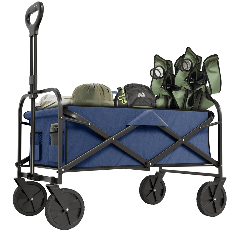 Avalo Bolderkar XL - Opvouwbaar - Tot 110KG - 91x51x103 CM - 120L - 360º Wielen - Blauw