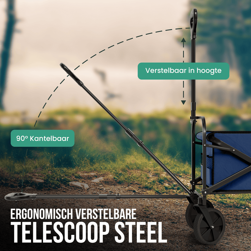 Avalo Bolderkar XL - Opvouwbaar - Tot 110KG - 91x51x103 CM - 120L - 360º Wielen - Blauw